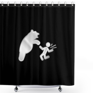 Personality  Bear Attacking Silver Plated Metallic Icon Shower Curtains