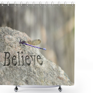 Personality  Purple Dragonfly Rock Believe Shower Curtains