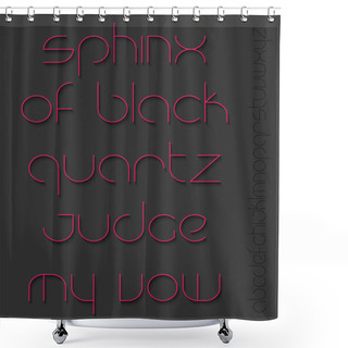 Personality  Set Of Stylish, Pink, Thin Line Alphabet Letters Isolated On Dark Background. Vector Contemporary Font Type Design. Commercial, Decorative Typeface Collection Shower Curtains
