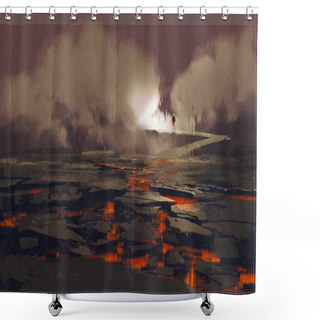 Personality  Cracks In The Ground With Magma Shower Curtains