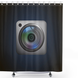 Personality  Photo Camera Icon. Vector Illustration  Shower Curtains