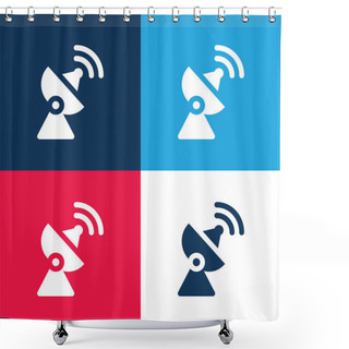 Personality  Antenna Blue And Red Four Color Minimal Icon Set Shower Curtains