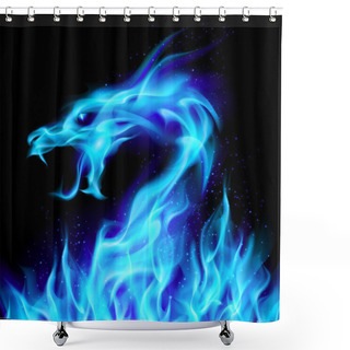 Personality  Blue Fire Dragon Shower Curtains