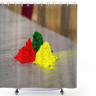 Personality  Organic Gulal. Herbal Abeer Heap To Celebration Of Holi Festival. Color Festival Of Holi In India 2021 Special. Traditional Festival Of Holi Closeup. Shower Curtains