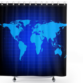 Personality  Vector World Map On Blue Background Shower Curtains