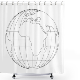 Personality  Outline Earth Globe With Map Of World Focused On Africa. Vector Illustration Shower Curtains