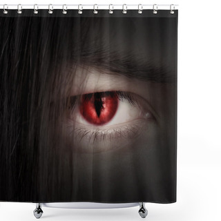 Personality  Face Of A Young Male Vampire Close Up Shower Curtains