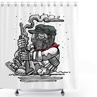 Personality  Illustration Of A Mexican Zapatist Soldier Shower Curtains