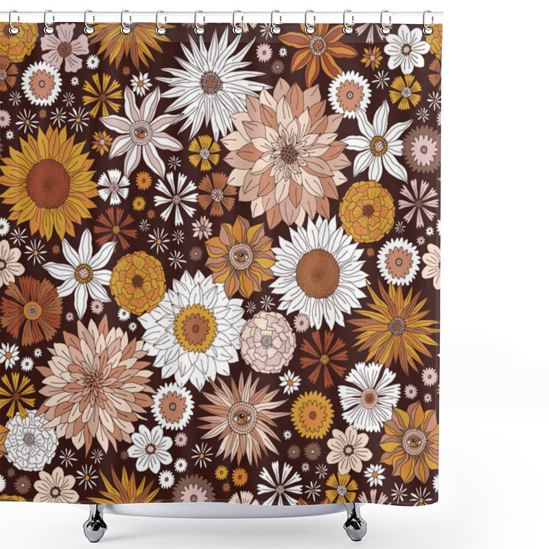 Personality  Mystic Boho Fall Florals Vector Seamless Pattern Shower Curtains