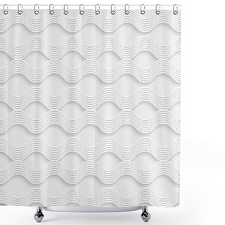 Personality  Geometrical Ornament 3d Wavy Lines On White Background Shower Curtains