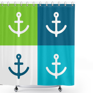 Personality  Anchor Flat Four Color Minimal Icon Set Shower Curtains