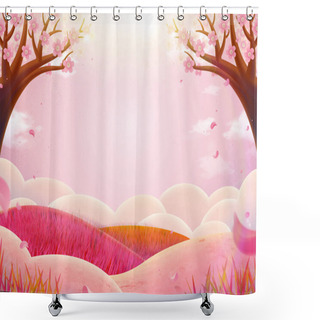 Personality  Romantic Pink Nature Scenery Shower Curtains