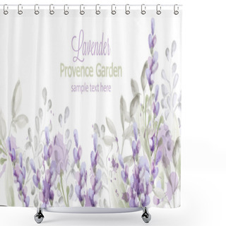 Personality  Lavender Card Vector Watercolor. Provence Flowers Banner Backgrounds Shower Curtains