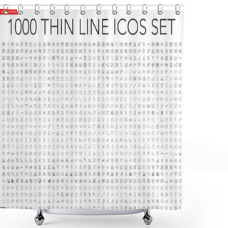 Personality  Set Of 1000 Thin Line Icons Shower Curtains