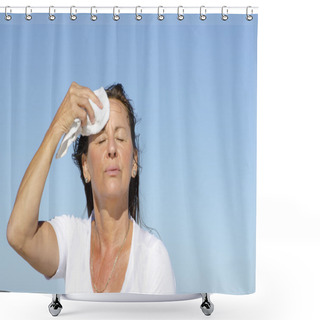 Personality  Mature Woman Exercise Stress Sweating Shower Curtains