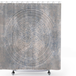 Personality  Ancient Stone Carving Geometric Pattern/ornament Shower Curtains
