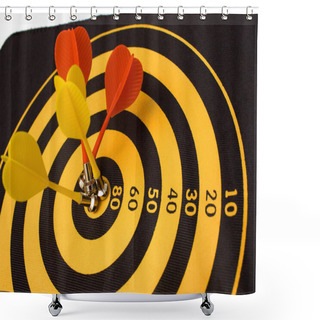 Personality  Yellow And Black Darts Board. Shower Curtains