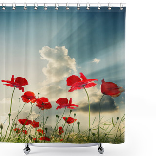 Personality  Poppy Red Shower Curtains