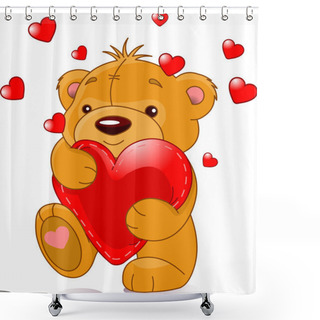 Personality  Bear With Heart Shower Curtains