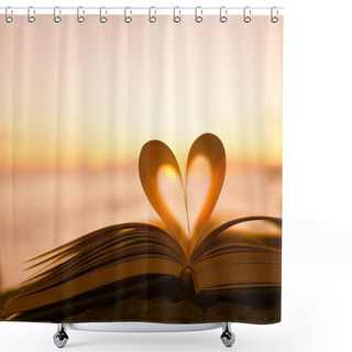 Personality  Heart From A Book Pages Shower Curtains