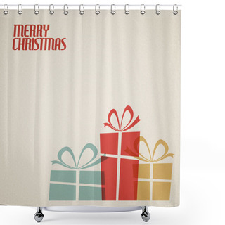 Personality  Retro Christmas Card With Christmas Presents Shower Curtains