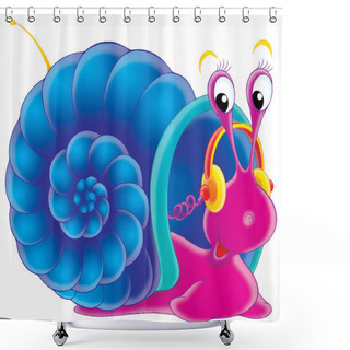 Personality  Cute Purple Snail With A Blue Shell Shower Curtains