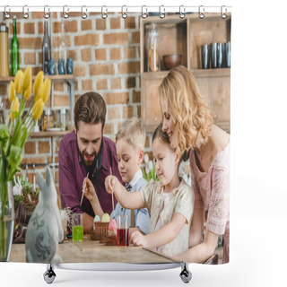 Personality  Family Preparing For Easter Shower Curtains
