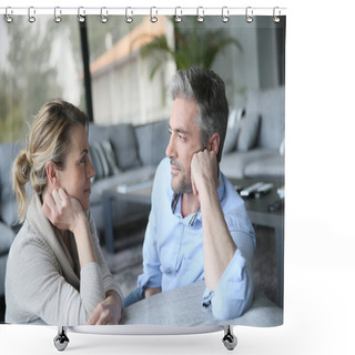 Personality  Mature Couple Talking Shower Curtains
