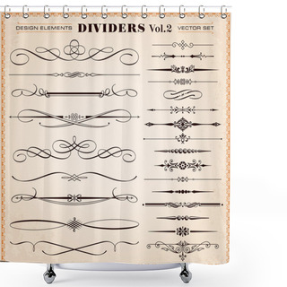 Personality  Calligraphic Design Elements, Dividers And Dashes Shower Curtains