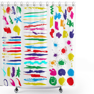 Personality  Color Collection Of Ink Strokes Brush Lines Of Spots And Circles Shower Curtains