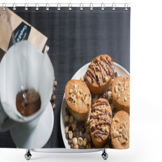 Personality  Cookies And A Cup Of Coffee Shower Curtains