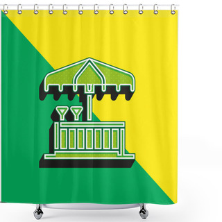 Personality  Beach Bar Green And Yellow Modern 3d Vector Icon Logo Shower Curtains