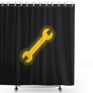 Personality  Adjustable Wrench Yellow Glowing Neon Icon Shower Curtains