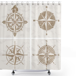 Personality  Vintage Compass Roses Shower Curtains
