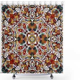 Personality  Colorful Ornamental Floral Paisley Shawl, Bandanna. Square Pattern. Shower Curtains