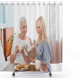 Personality  Nurse And Patient Reading Book    Shower Curtains