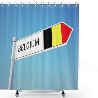 Personality  Belgium Flag Sign Shower Curtains