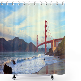 Personality  Golden Gate Bridge Panorama Shower Curtains