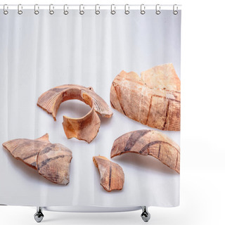 Personality  Archaeological Excavations. The Remains Of Ancient Ancient Clay Jugs. Tripolie Shower Curtains