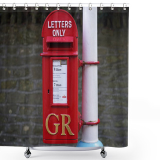 Personality  A Traditional Royal Mail Red Post Box Is Seen On A Street On February 27, 2020 In Frome, UK. Founded In 1516 The Royal Mail's Iconic Post Boxes Are Ubiquitous Throughout Britain And The Commonwealth.  Shower Curtains