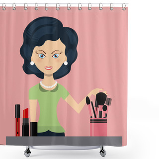Personality  Make Up Fashion Shower Curtains