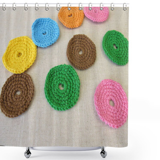 Personality  Crocheted, Reusable, Washable Cosmetic Pads From Colorful Wool  Shower Curtains