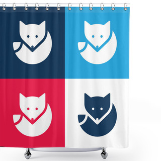 Personality  Arctic Fox Blue And Red Four Color Minimal Icon Set Shower Curtains