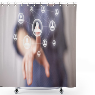 Personality  Hand Pressing Social Media Icon Shower Curtains