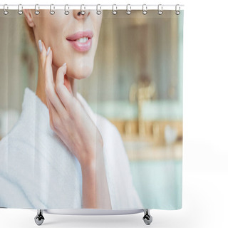 Personality  Woman Touching Face Shower Curtains