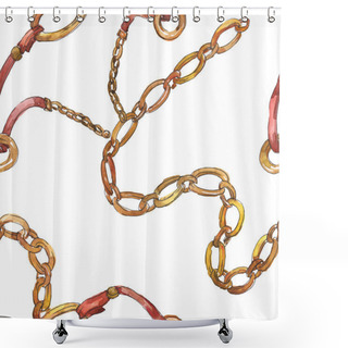 Personality  Golden Chains Sketch Illustration In A Watercolor Style Isolated Element. Seamless Background Pattern. Shower Curtains