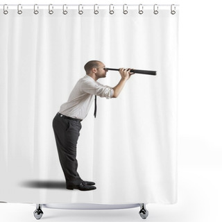 Personality  Businessman With Telescope Shower Curtains