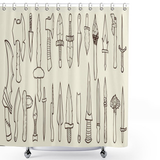 Personality  Medieval Weapon Icons Shower Curtains