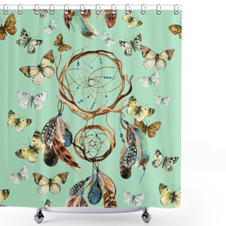 Personality  Watercolor Ethnic Dreamcatcher. Shower Curtains