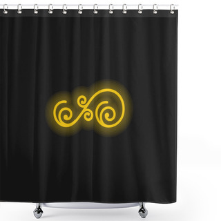 Personality  Asymmetrical Floral Design Of Spirals Yellow Glowing Neon Icon Shower Curtains